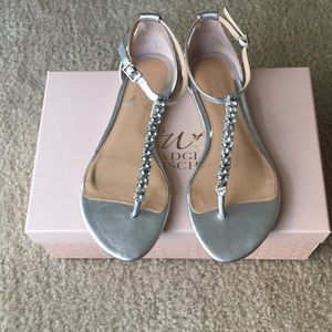 Jewel Badgley Mischka silver sandals